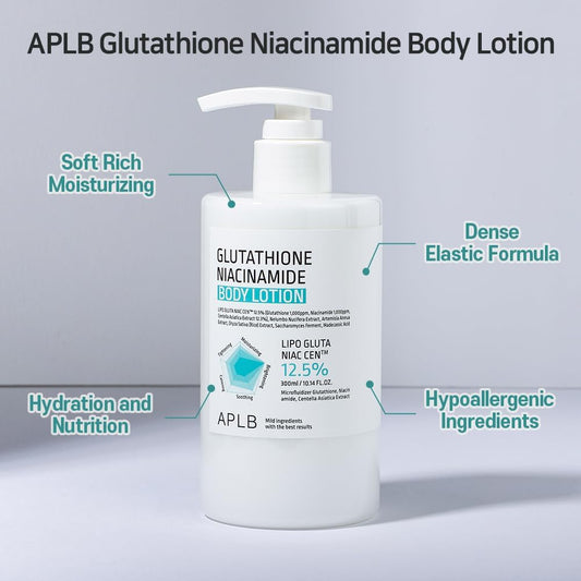 APLB Glutathione Niacinamide Body Lotion | Lip Gluta Niac CEN™ 12.5% 10.14 FL.OZ/Korean Skin Care.