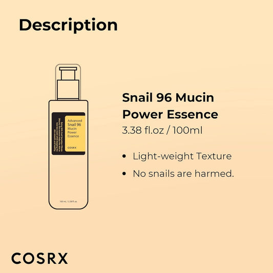 COSRX Advanced Snail 96 Mucin Power Essence 100ml, Skin Repair & Hydrating Serum.