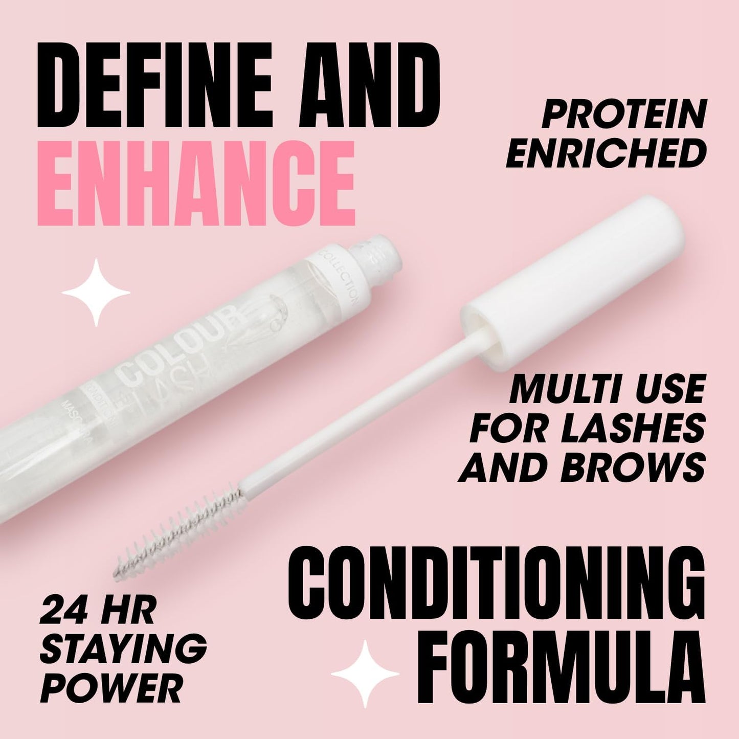 Collection Cosmetics Colour Lash Mascara, Protein Enriched, 8ml, Clear