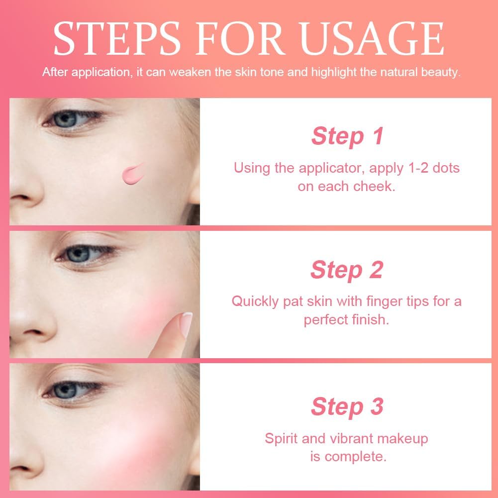 3 Pcs Liquid Blush for Cheeks, Cream Liquid Blush Stick With Fine Glitter.