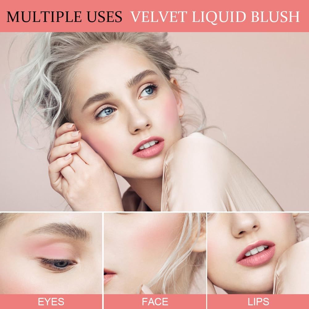 3 Pcs Liquid Blush for Cheeks, Cream Liquid Blush Stick With Fine Glitter.