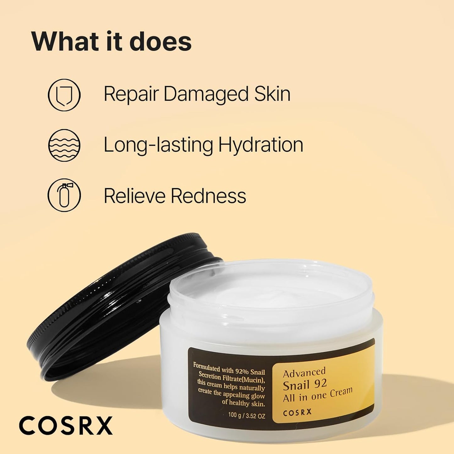 COSRX Advanced Snail 92 All in One Cream Korean Snail Mucin Face Cream & Gel 100g.