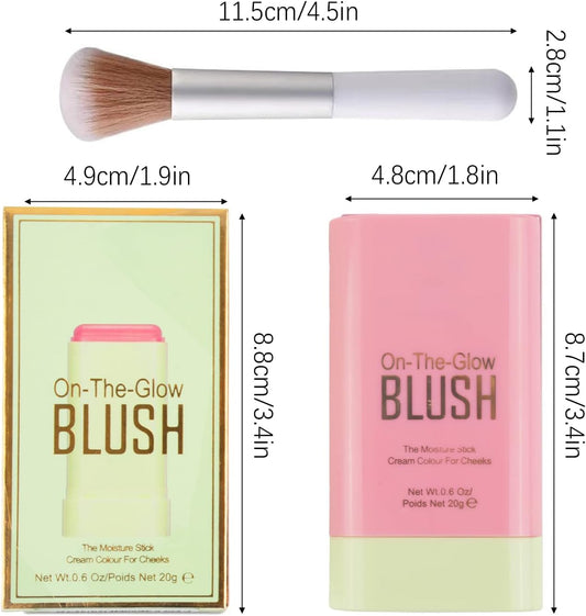3 in 1 Blushers Blush Stick for Cheeks, Moisturing Cream Bronzer Blusher.