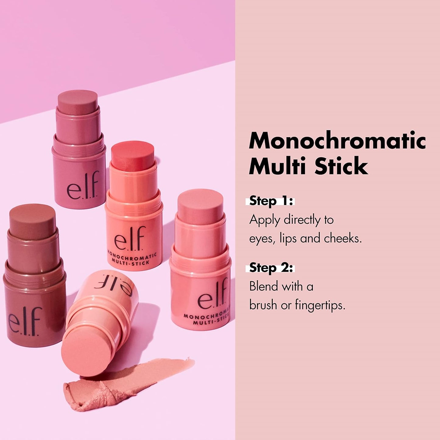 e.l.f. Monochromatic Multi Stick, Luxuriously Creamy & Blendable Colour Glimmering Guava.