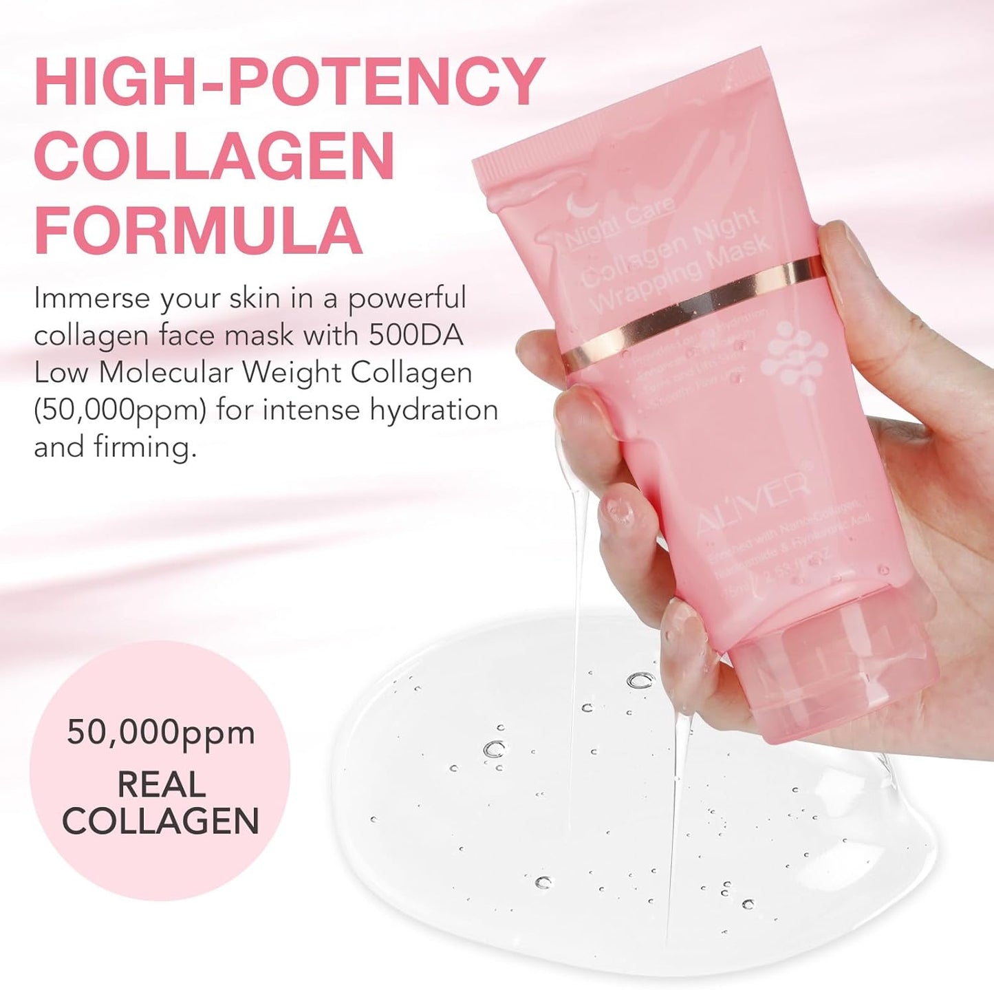Collagen Night Wrapping Mask, Collagen Face Mask Overnight Peel-Off 75ml / 2.53 fl. Oz (Brush Included).