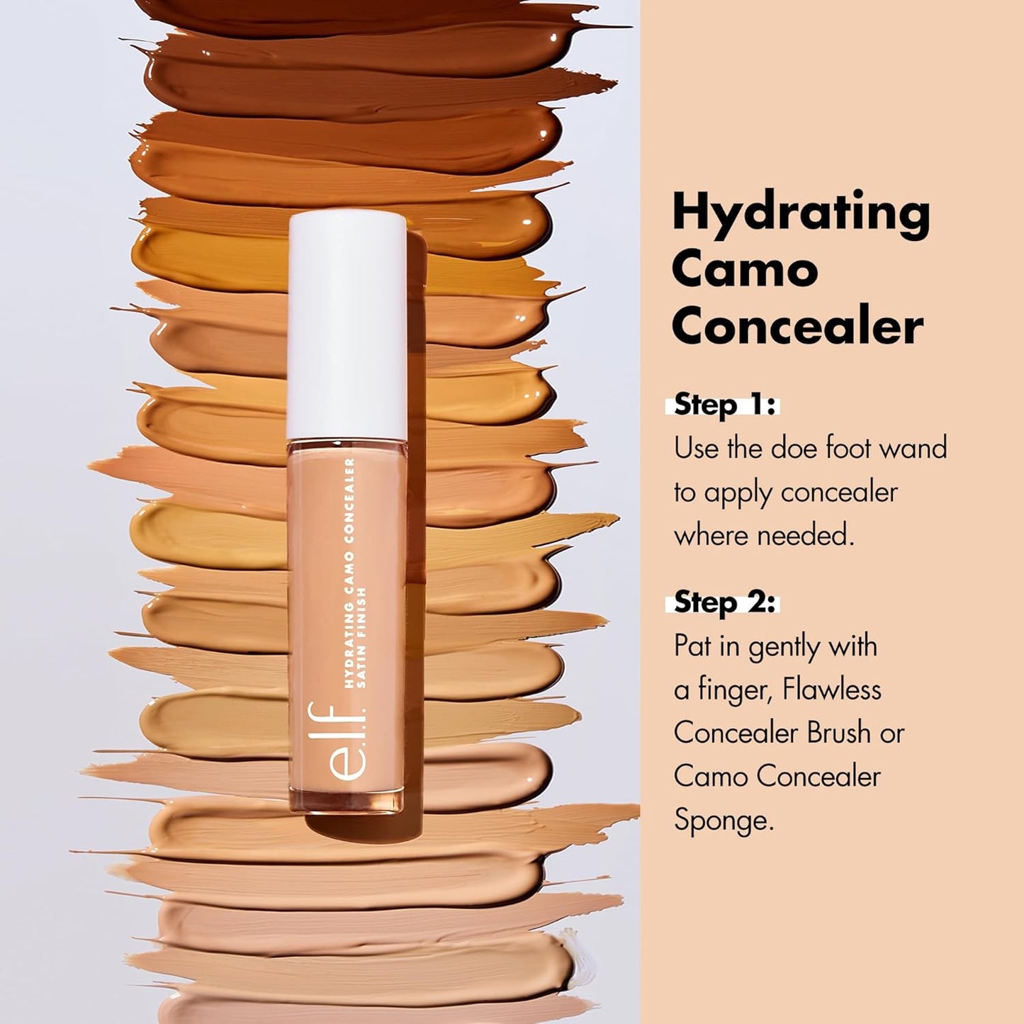 e.l.f. Hydrating Camo Concealer, Satin Finish, Conceals, Corrects & Highlights, Fair Warm, 0.203 Fl Oz (6mL)