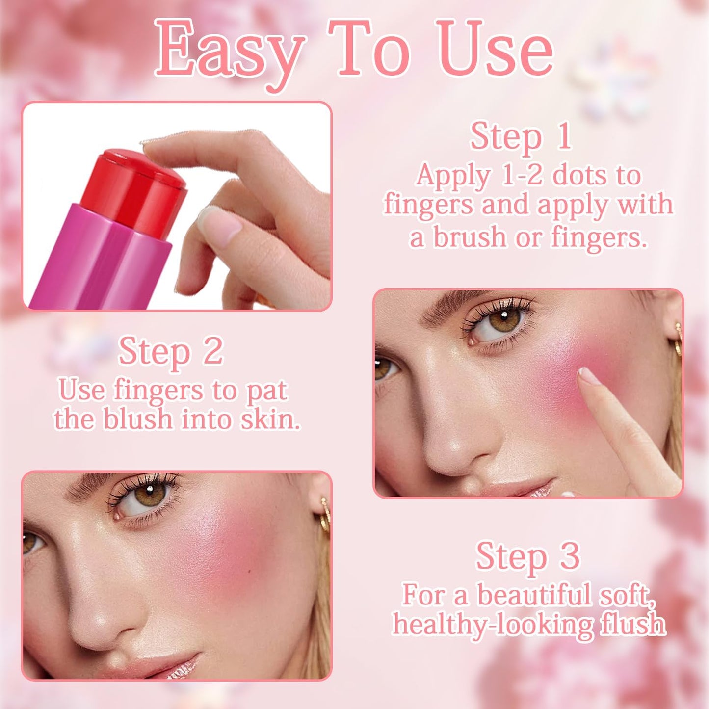 4 Pcs Milk Jelly Blush Stick, Milk Jelly Tint Stick, 4 Colours Jelly Blush