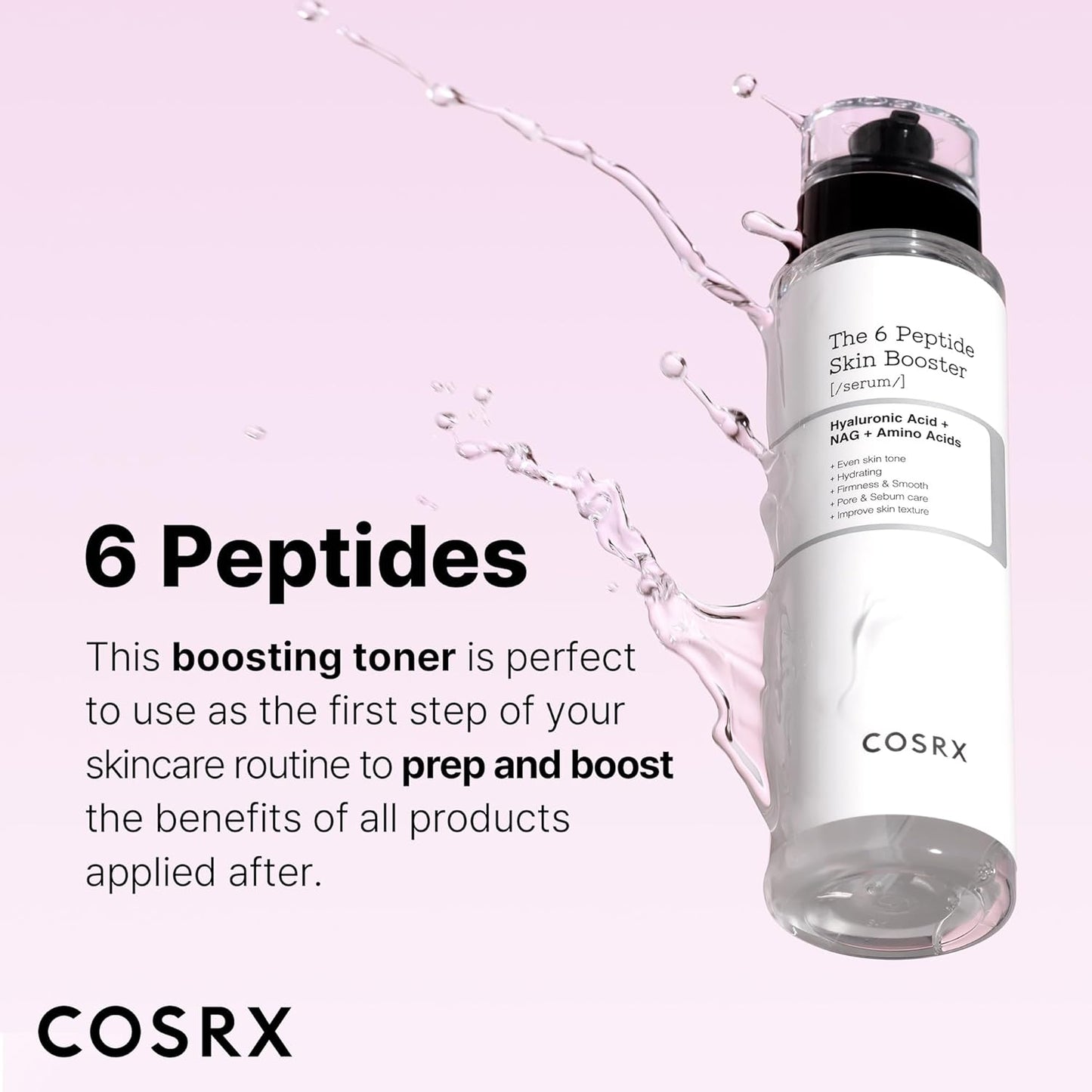 COSRX 6 Peptide Collagen Serum Face Toner with Niacinamide & Hyaluronic Acid Anti-Wrinkle & Pore-Tightening Serum 150ml.