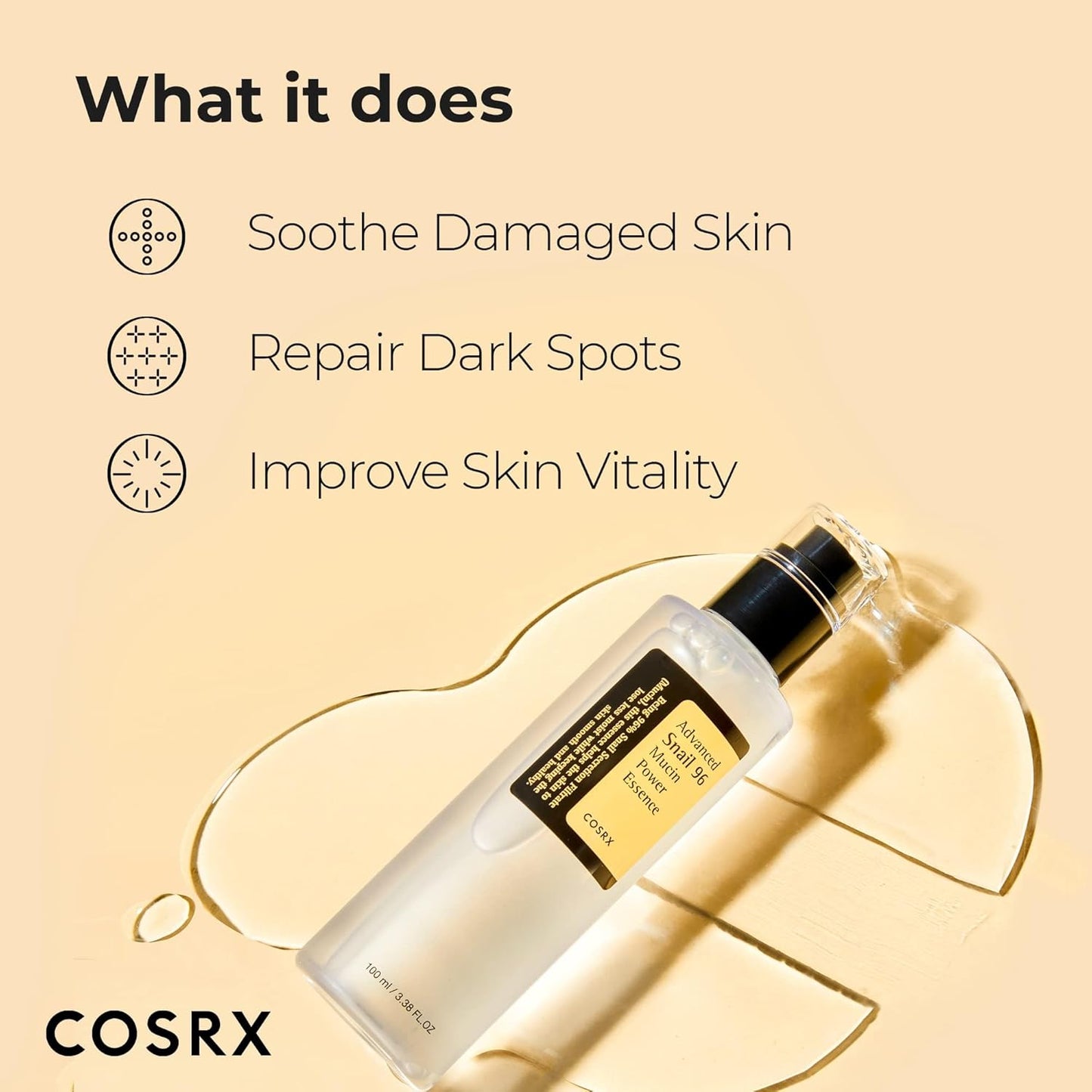 COSRX Advanced Snail 96 Mucin Power Essence 100ml, Skin Repair & Hydrating Serum.