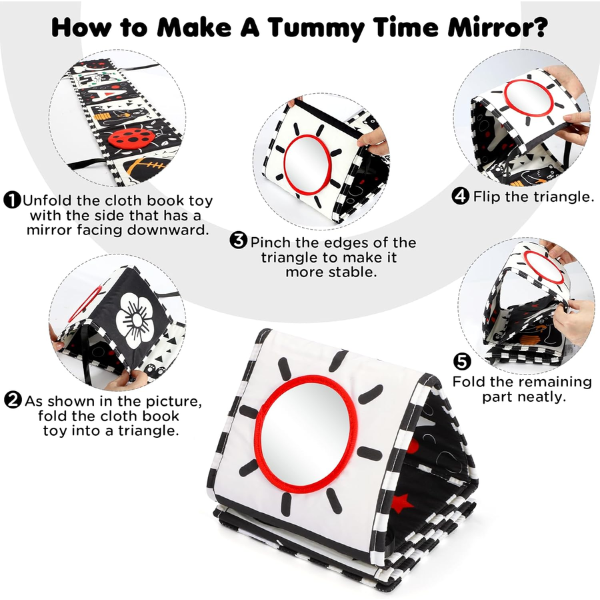 Baby Toys 0-6 Months, Black and White Sensory Toys Brain Development, Tummy Time Toys, Soft Baby Book, Baby Essentials for Newborn 0-6-12 Months Montessori Toy Gifts