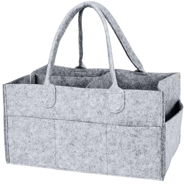 Nappy Caddy Foldable Baby Diaper Caddy Organiser, Portable Nursery Storage Basket Bin with Changeable Compartments