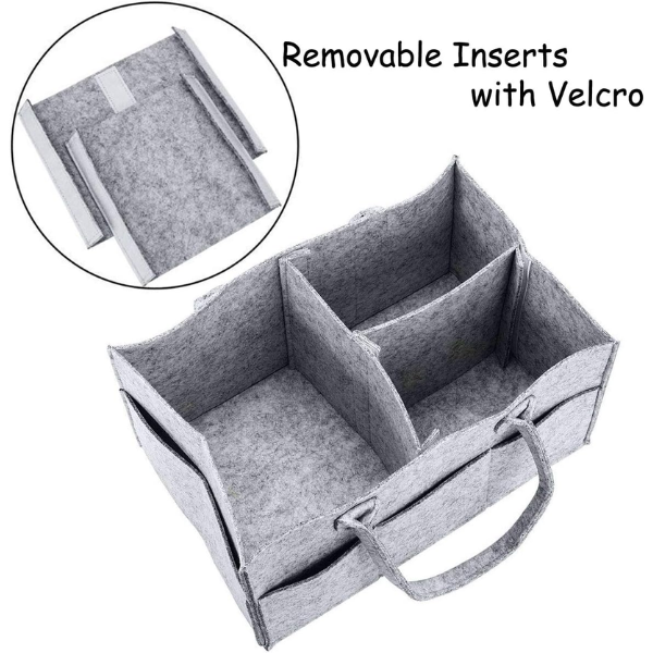 Nappy Caddy Foldable Baby Diaper Caddy Organiser, Portable Nursery Storage Basket Bin with Changeable Compartments