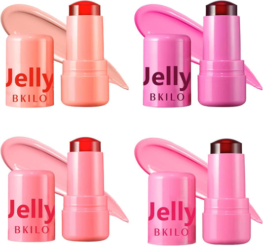 4 Pcs Milk Jelly Blush Stick, Milk Jelly Tint Stick, 4 Colours Jelly Blush
