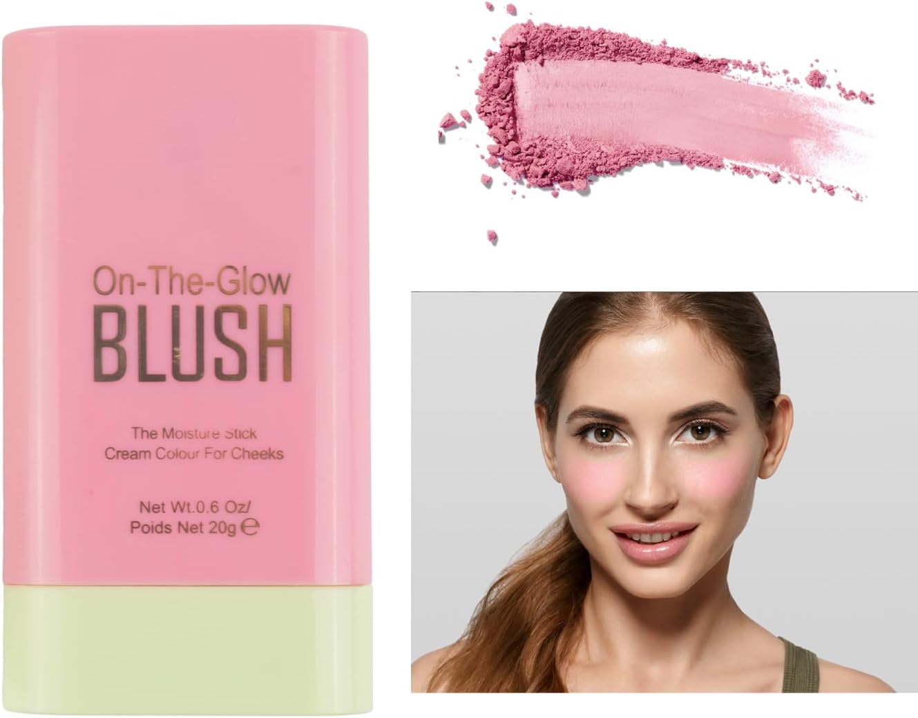 3 in 1 Blushers Blush Stick for Cheeks, Moisturing Cream Bronzer Blusher.