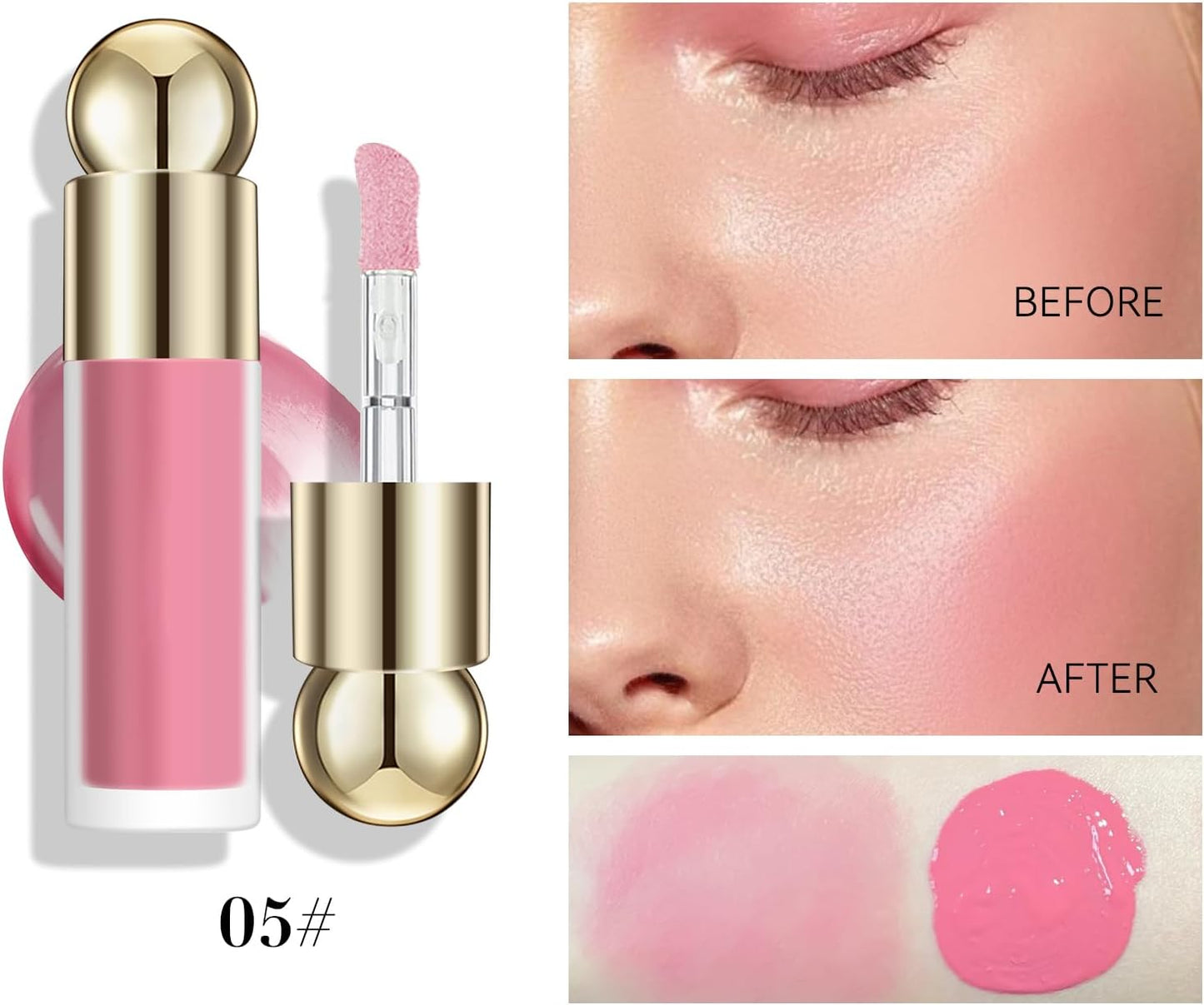 Liquid Blush Soft Cream Face Blush, Liquid Blusher for Long-lasting Matte Finish.