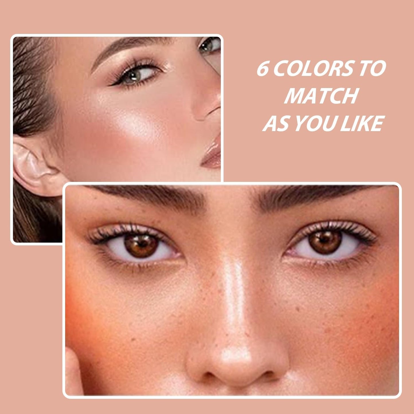 6-Color Powder Blush Palette Multi-Use Blusher for Cheeks Highlighter & Contour.