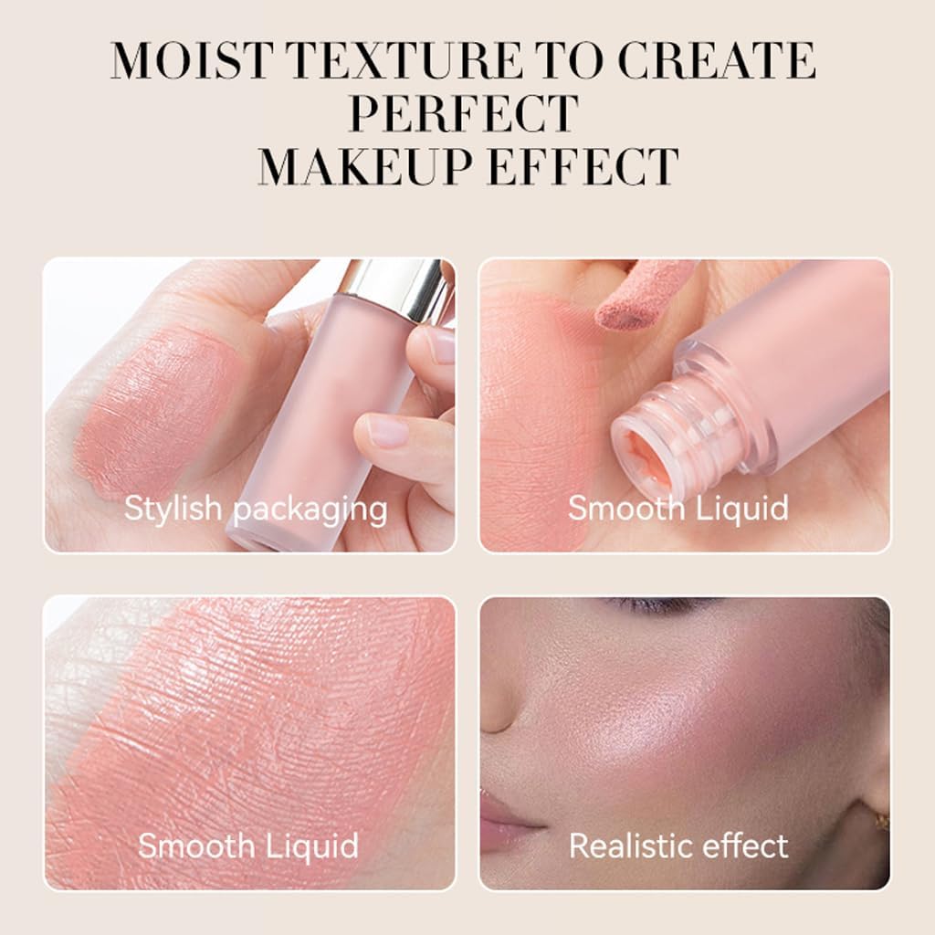 Liquid Blush Soft Cream Face Blush, Liquid Blusher for Long-lasting Matte Finish.