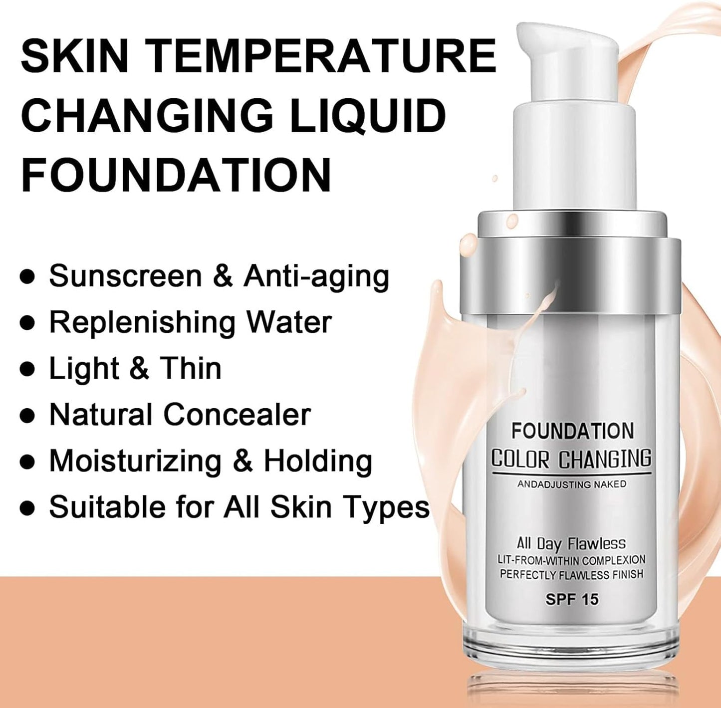 Concealer Cover, (2pack) Flawless Colour Changing Foundation Moisturizing Liquid Concealer.