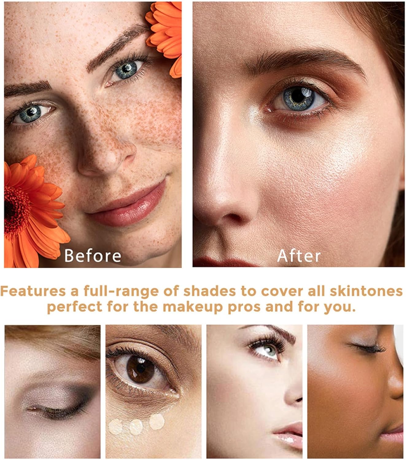 Concealer Cover, (2pack) Flawless Colour Changing Foundation Moisturizing Liquid Concealer.