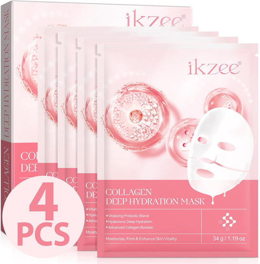 Bio Collagen Face Mask - 4 Pack Deep Collagen Overnight Face Mask Anti Wrinkle Lifting for Skin Care.