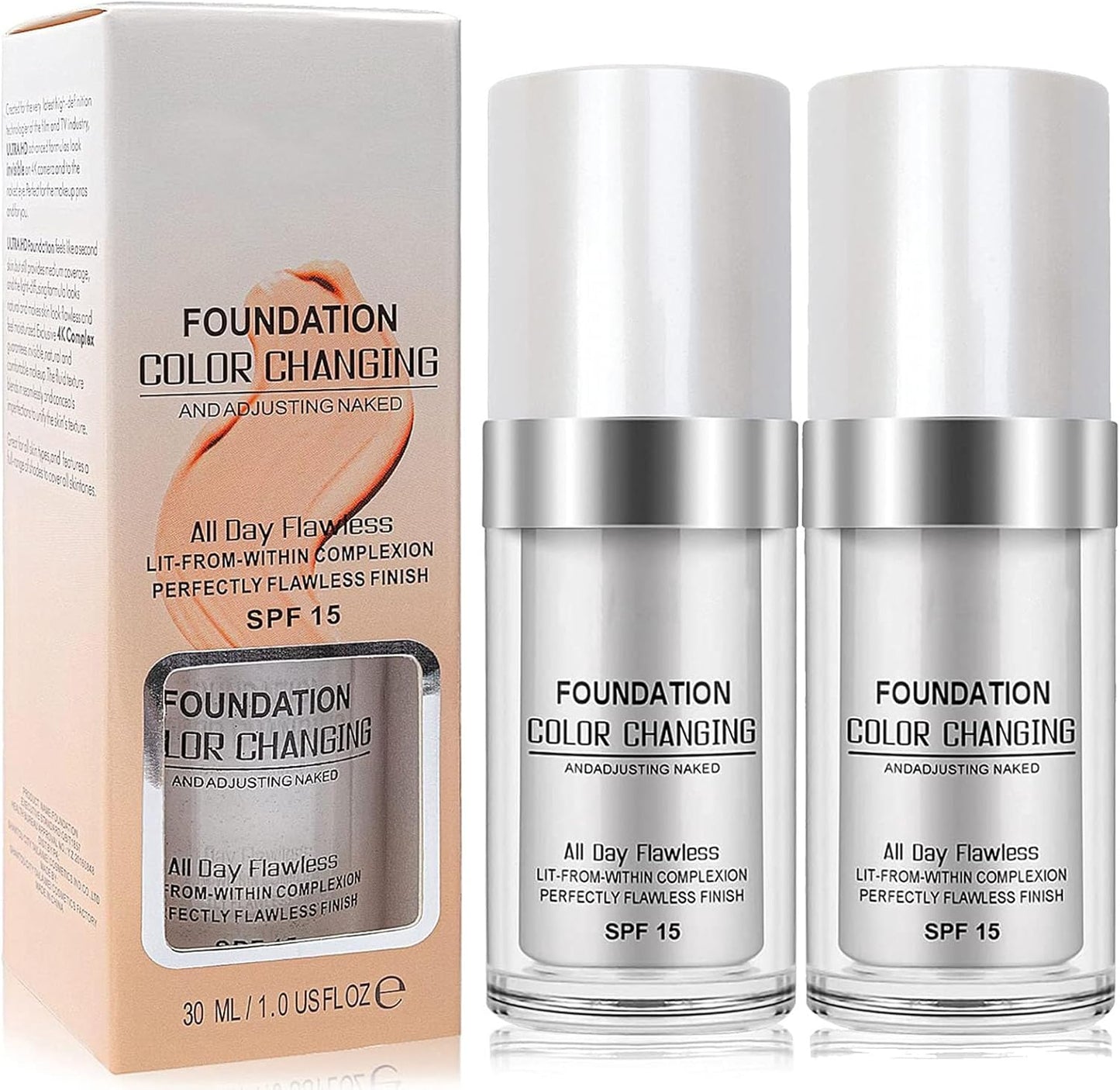 Concealer Cover, (2pack) Flawless Colour Changing Foundation Moisturizing Liquid Concealer.