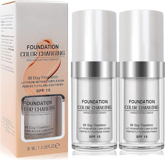Concealer Cover, (2pack) Flawless Colour Changing Foundation Moisturizing Liquid Concealer.
