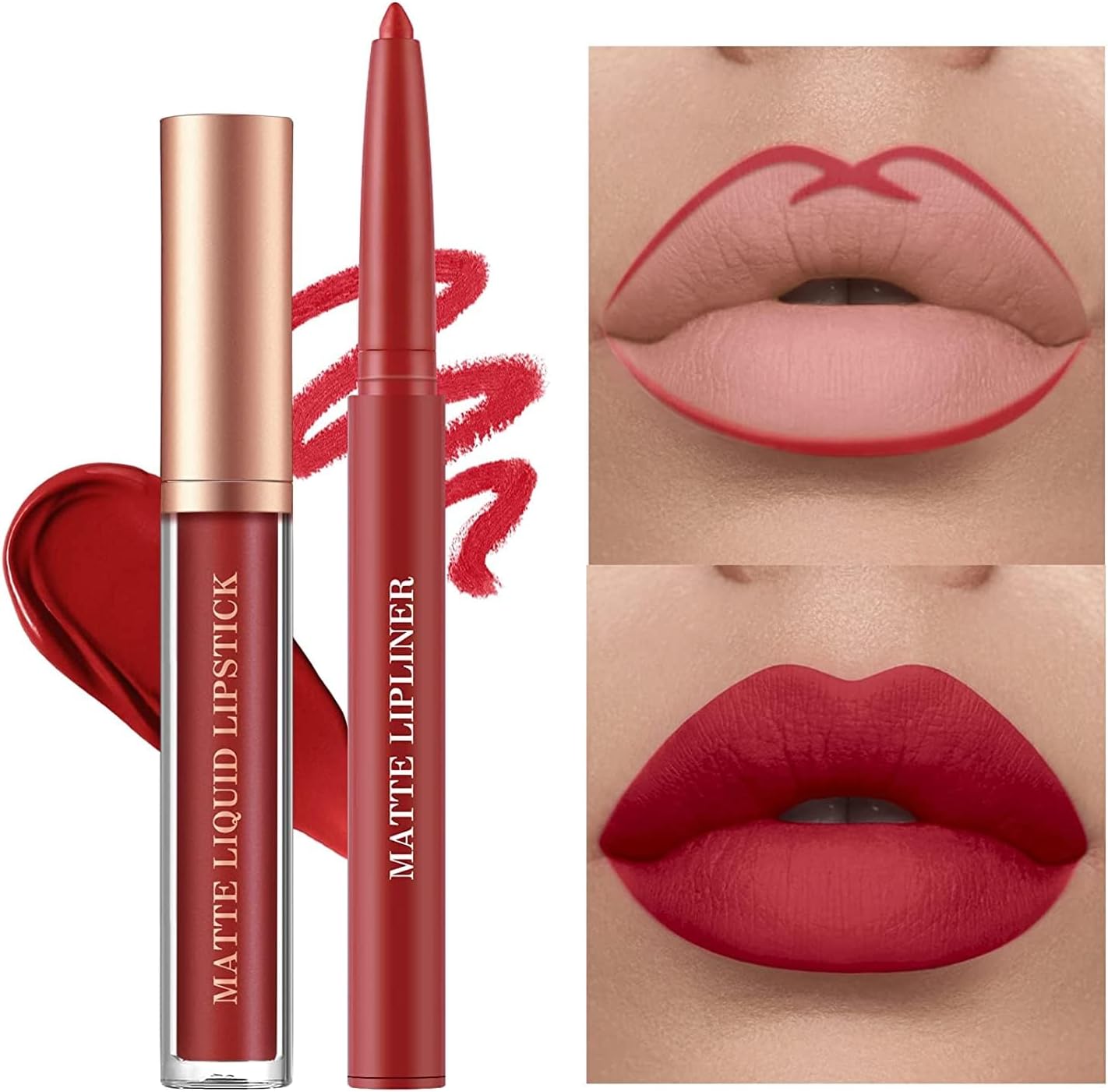 12 Pcs Liquid Lipstick Lipliner Set Nude Lipliner Matte Lipstick.