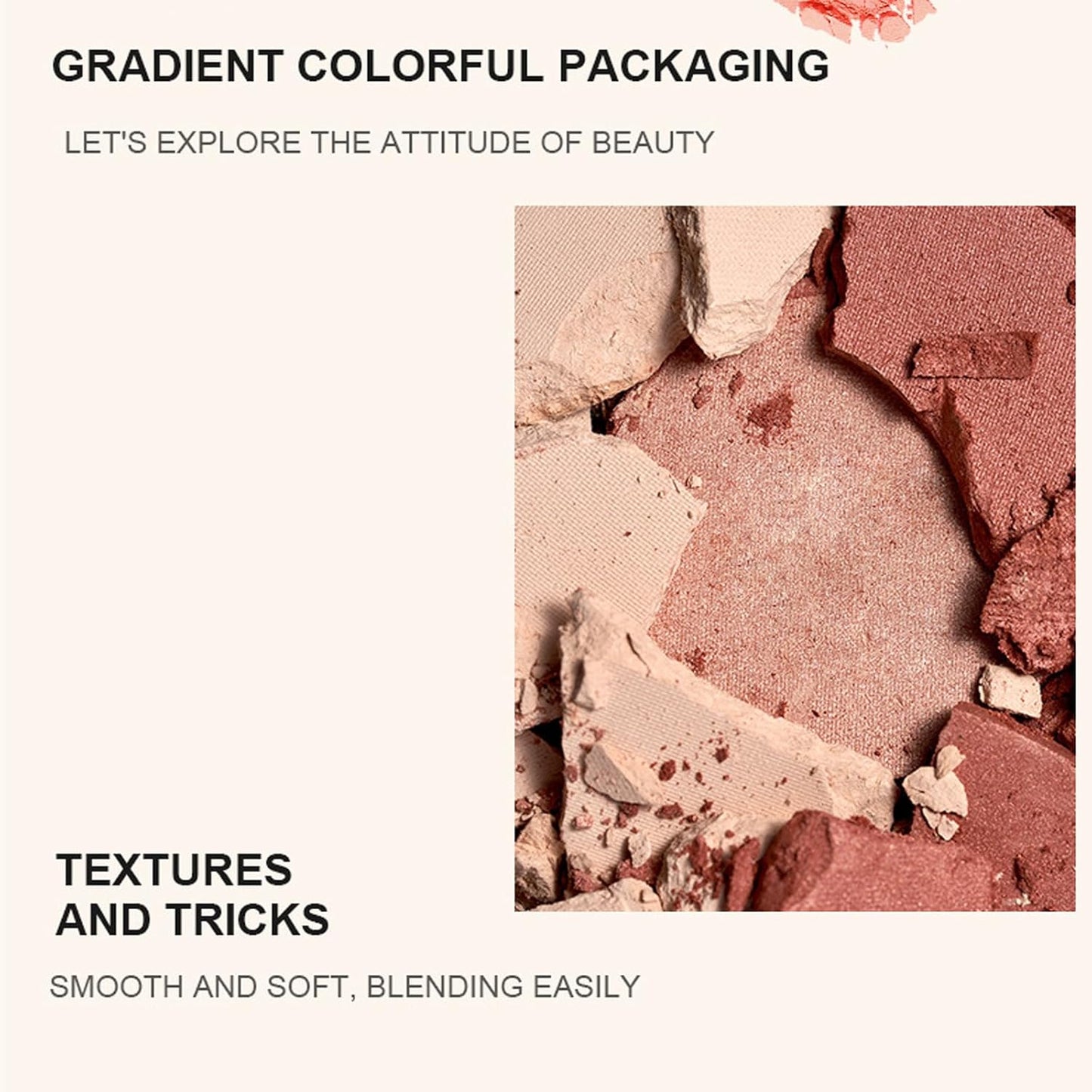6-Color Powder Blush Palette Multi-Use Blusher for Cheeks Highlighter & Contour.