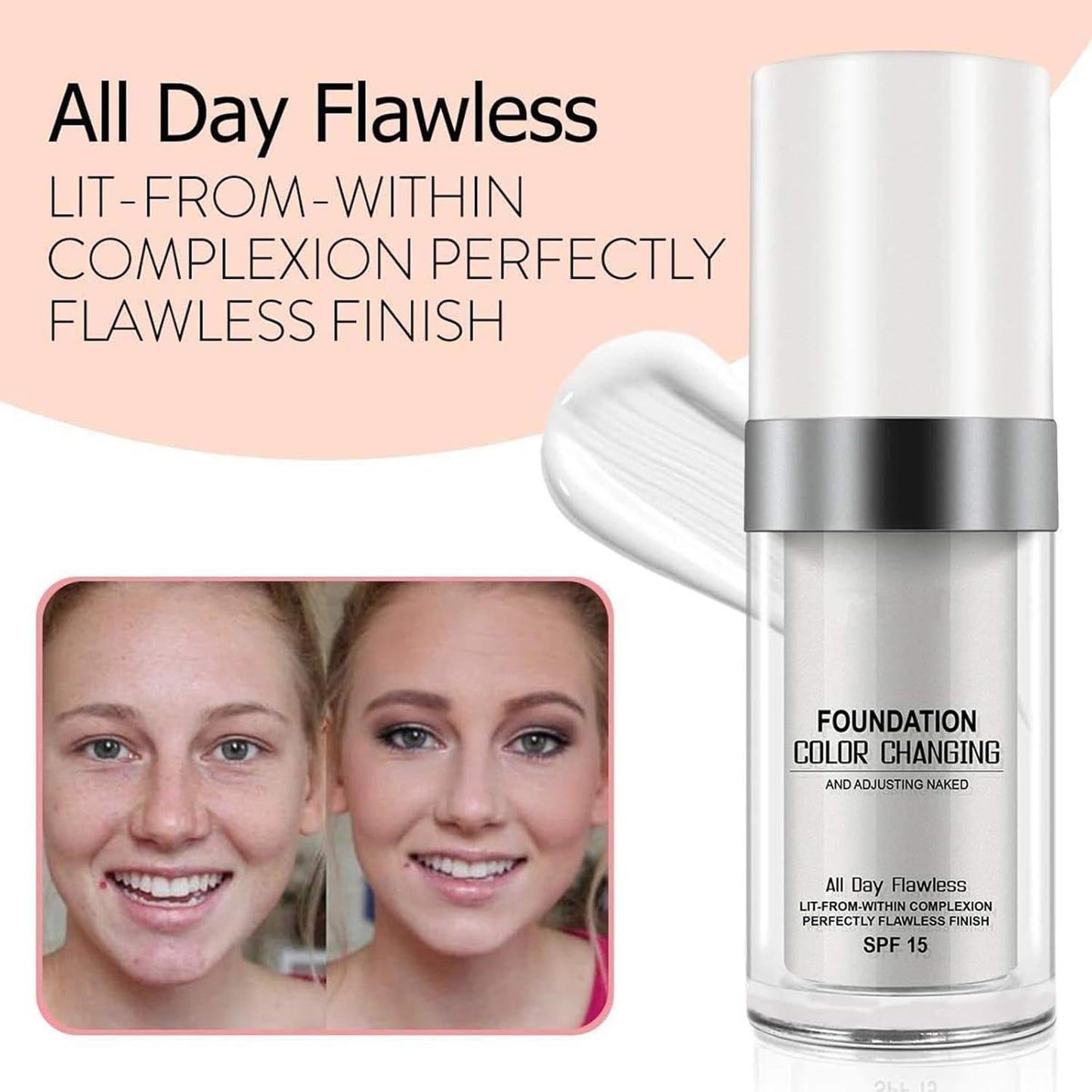 Concealer Cover, (2pack) Flawless Colour Changing Foundation Moisturizing Liquid Concealer.