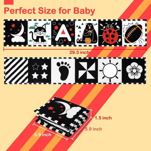 Baby Toys 0-6 Months, Black and White Sensory Toys Brain Development, Tummy Time Toys, Soft Baby Book, Baby Essentials for Newborn 0-6-12 Months Montessori Toy Gifts